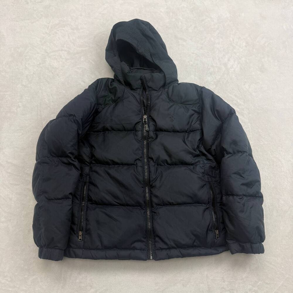 Ralph Lauren Polo Boys Puffer Jacket Black Size S (8) Hooded Quilted Winter Coat